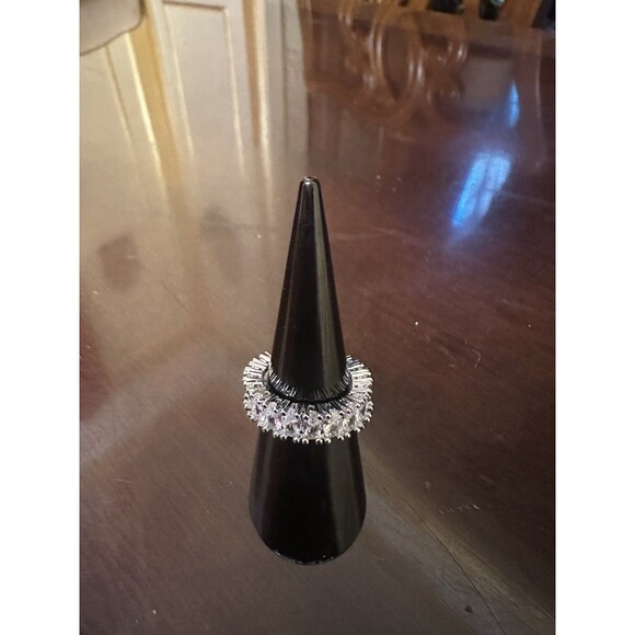 Cubic Zirconia Band Bling Engagement Ring Delicate Costume Glam Jewelry Size 6 - Picture 1 of 3